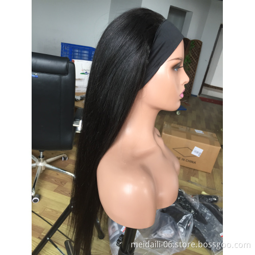 Headband Wig Human Hair Brazilian Straight Human Hair Wigs For Black Women Machine Made Wig With Headband